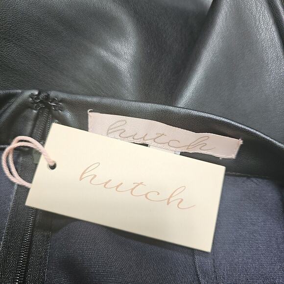 Hutch x Anthropologie Black Rez Faux Leather Flare Dress Pants Womens Size 12 - Picture 4 of 12